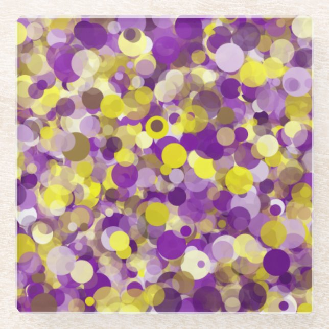 Posavasos De Vidrio Monstruo De Vidrio De Punto Amarillo Morado (Anverso)