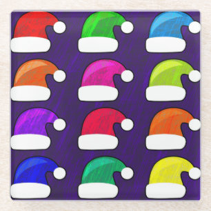 Posavasos De Vidrio Monstruo de vidrio de Santa Hats colorido