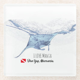 Posavasos De Vidrio Monstruo de vidrio de silueta de rayos de manta