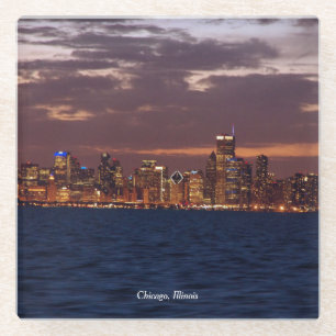 Posavasos De Vidrio Monstruo de vidrio del Skyline de Chicago
