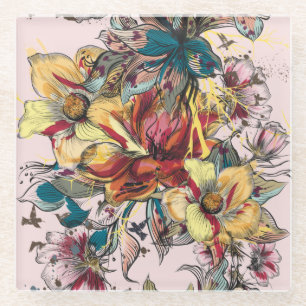 Posavasos De Vidrio Monstruo de vidrio floral
