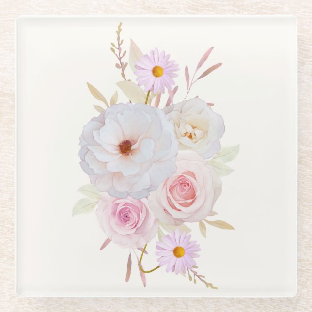 Posavasos De Vidrio Monstruo de vidrio floral (Anverso)