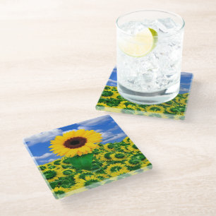 Posavasos De Vidrio Monstruo de vidrio-girasol