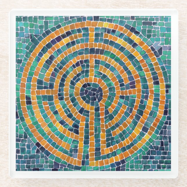 Posavasos De Vidrio Monstruo de vidrio LABYRINTH II - Blanco (Anverso)