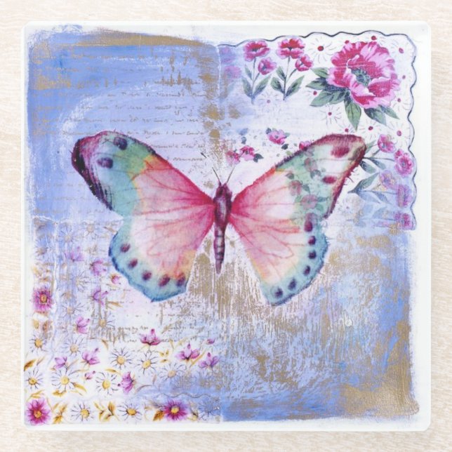 Posavasos De Vidrio Monstruo de vidrio/mariposa (Anverso)