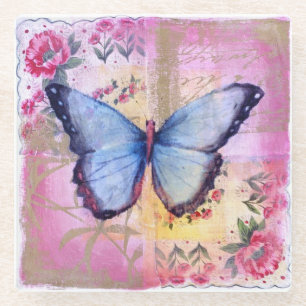 Posavasos De Vidrio Monstruo de vidrio/mariposa
