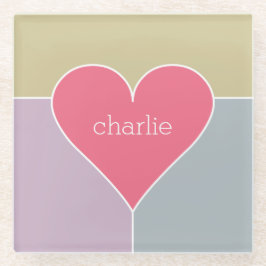 Posavasos De Vidrio Monstruo de vidrio monograma personalizado de patr