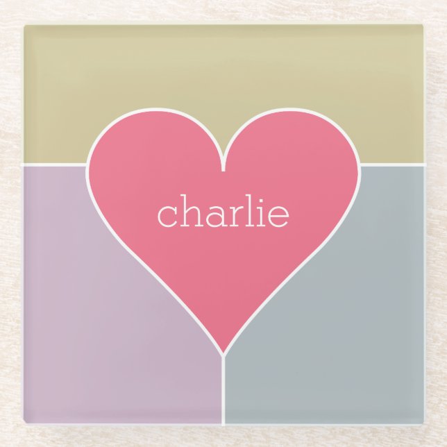 Posavasos De Vidrio Monstruo de vidrio monograma personalizado de patr (Anverso)