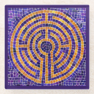 Posavasos De Vidrio Monstruo de vidrio MOSAICO LABYRINTH - Púrpura
