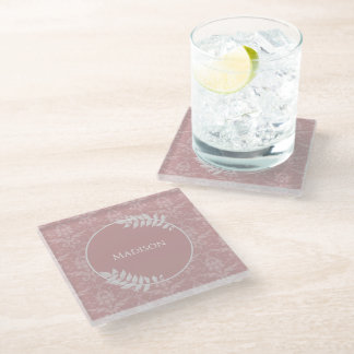 Posavasos De Vidrio Monstruo de vidrio personalizado de Damask elegant