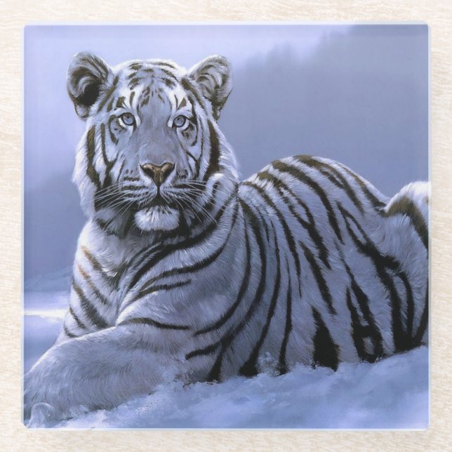 Posavasos De Vidrio Monstruo de vidrio/Tigre blanco (Anverso)