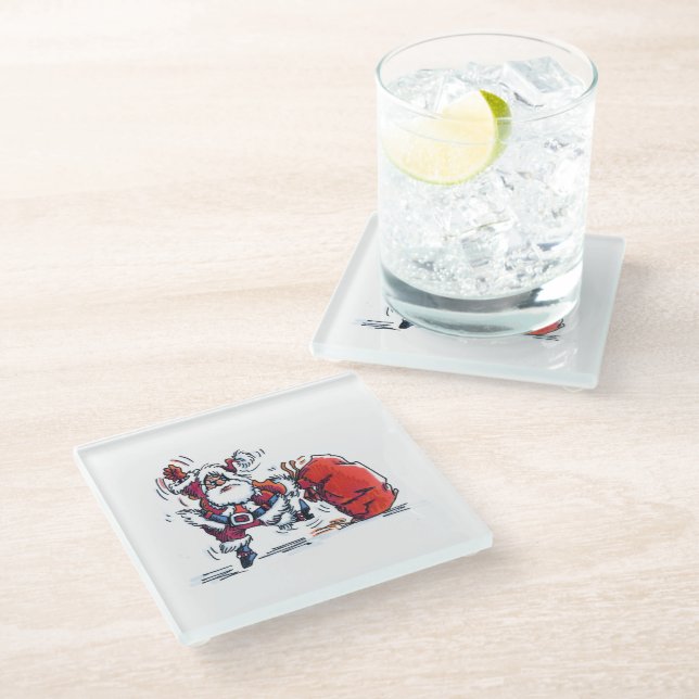 Posavasos De Vidrio Monstruo de vidrio transparente de Santa Fe enfure (Angular)