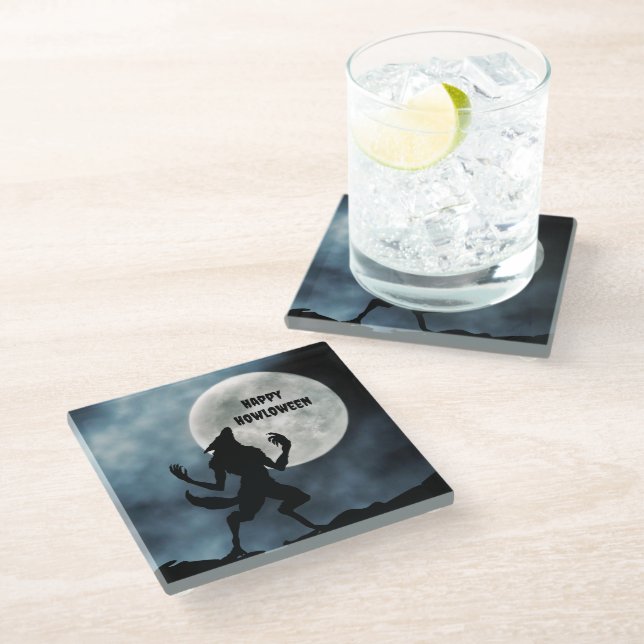 Posavasos De Vidrio Monstruo de vidrio, Werewolf Howling (Angular)