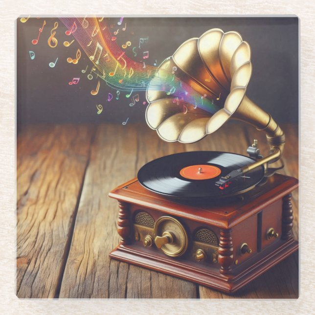 Posavasos De Vidrio Monstruo Gramófono (Anverso)