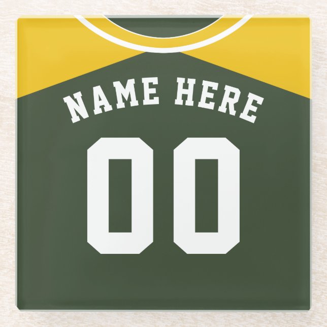 Posavasos De Vidrio Monstruo Jersey Nombre y Número, Softbol, Béisbol (Anverso)