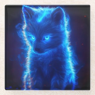 Posavasos De Vidrio Monstruo único en Wolf Pup