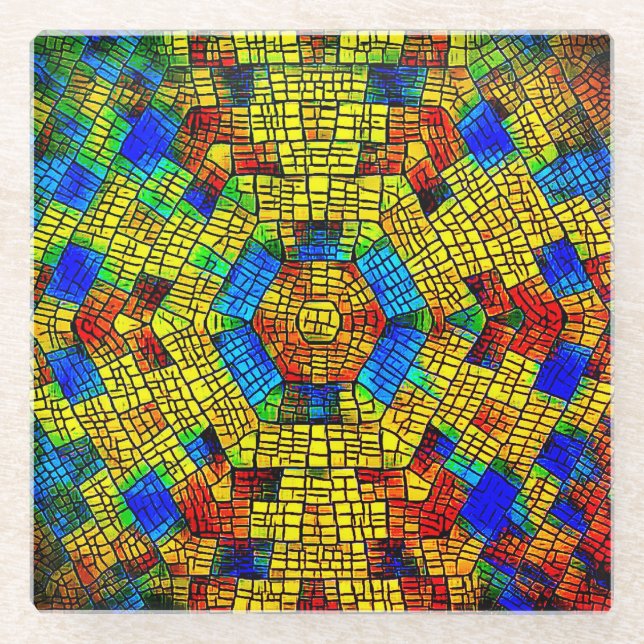 Posavasos De Vidrio Montaje de diseño artístico (Anverso)