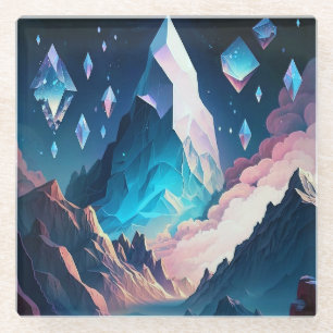 Posavasos De Vidrio Montaña De La Fantasía De Cristales Paisaje Costa 