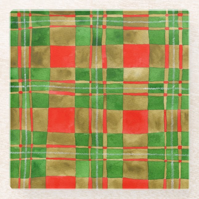 Posavasos De Vidrio Montaña de vidrio cuadrada MAC GREGOR TARTAN (Anverso)