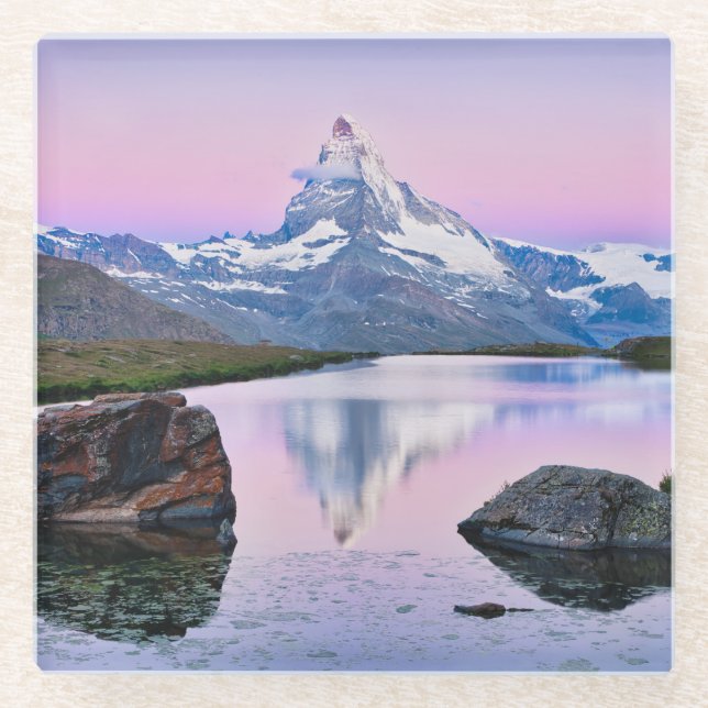 Posavasos De Vidrio Montaña Matterhorn en Zermatt, Suiza (Anverso)