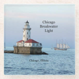 Posavasos De Vidrio Montaña rusa Chicago Breakwater Light & Wind II