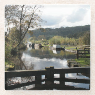 Posavasos De Vidrio montaña rusa con tema de canal