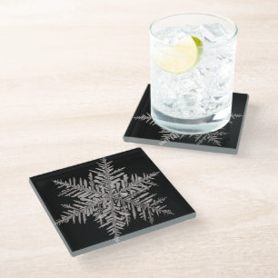 Posavasos De Vidrio Montaña Rusa de Copo de Nieve