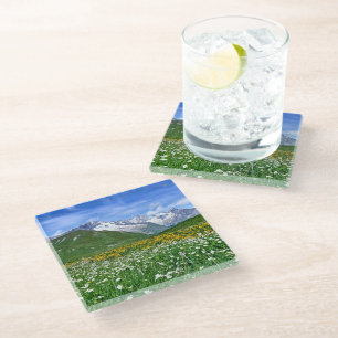 Posavasos De Vidrio Montañas   Primavera del Valle de los Alpes suizos