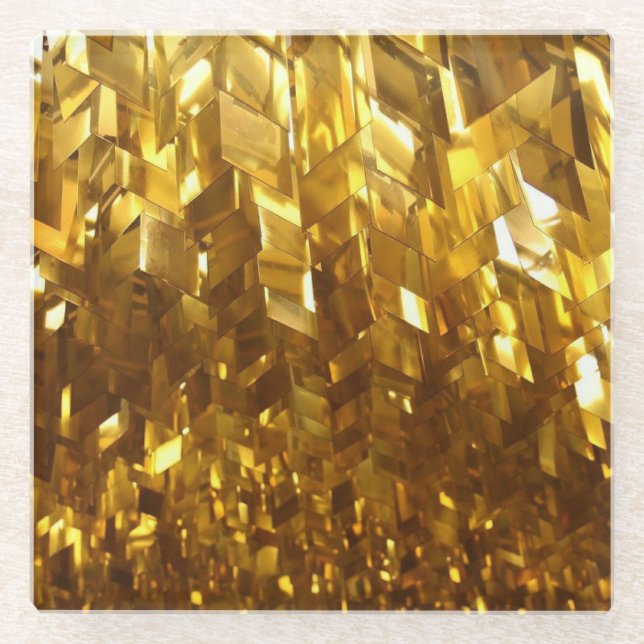 Posavasos De Vidrio Montura de cristal biselado dorado (Anverso)