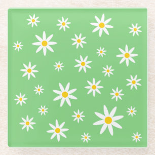 Posavasos De Vidrio Montura de vidrio verde de margarita