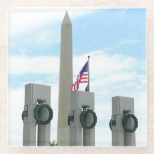 Posavasos De Vidrio Monumento a Washington y Monumento a la Segunda Gu
