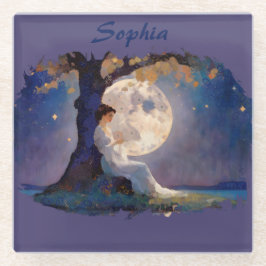 Posavasos De Vidrio Moonlit Dreamer - Serene Night Sky
