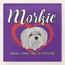 Posavasos De Vidrio Morkie - Perro Pequeño, Gran Actitud - 3