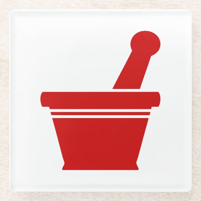 Posavasos De Vidrio Mortero y Pestle (Anverso)