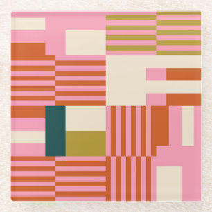 Posavasos De Vidrio Mosaico abstracto geométrico retro