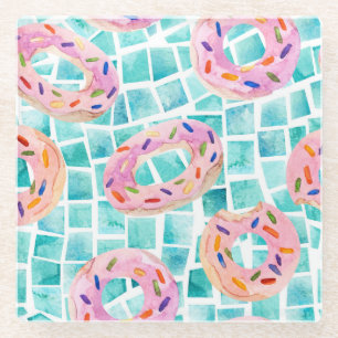 Posavasos De Vidrio Mosaico acuático flotante de piscina de verano