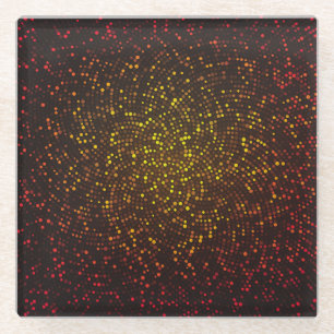 Posavasos De Vidrio Mosaico brillante, fondo amarillo-rojo oscuro.