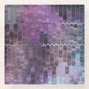 Posavasos De Vidrio Mosaico Brillante: Resumen Glosado Multicolorizado