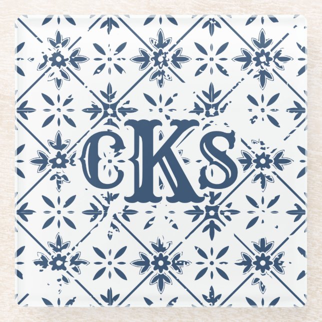 Posavasos De Vidrio Mosaico con problemas de patrón español | (Anverso)