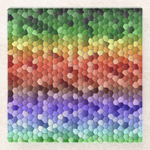 Posavasos De Vidrio Mosaico de Arcoíris