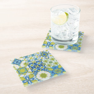 Posavasos De Vidrio Mosaico de cerámica majólica italiana de la costa