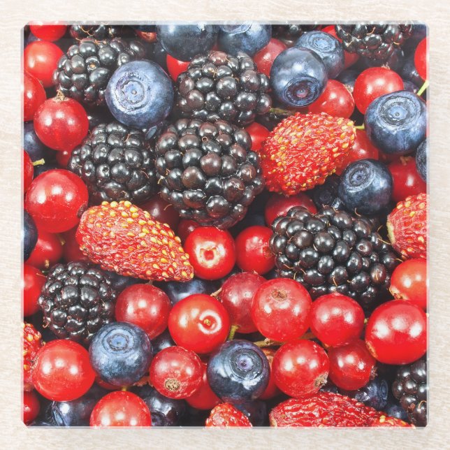 Posavasos De Vidrio Mosaico de fondo de Berry-Fresh (Anverso)