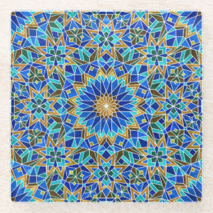 Posavasos De Vidrio Mosaico Marroquí: Diseño árabe sin foco