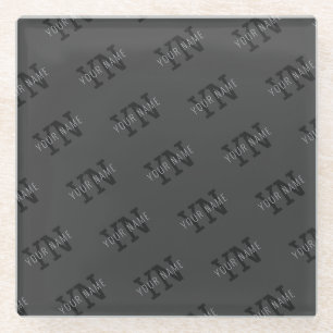 Posavasos De Vidrio Mosaico Moderno Gris Oscuro con Nombre/otro Texto 