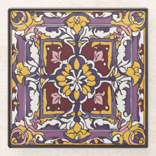 Posavasos De Vidrio Mosaico púrpura