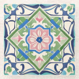 Posavasos De Vidrio Mosaico rosa y azul
