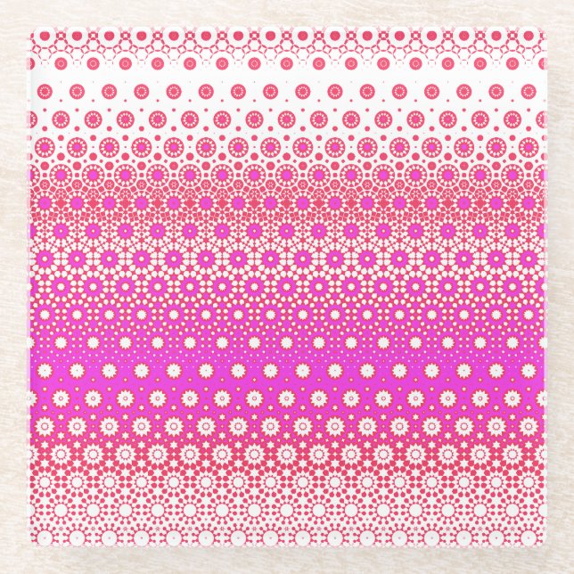 Posavasos De Vidrio Mosaico rosa y rojo (Anverso)