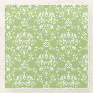 Posavasos De Vidrio Moss Green Damask