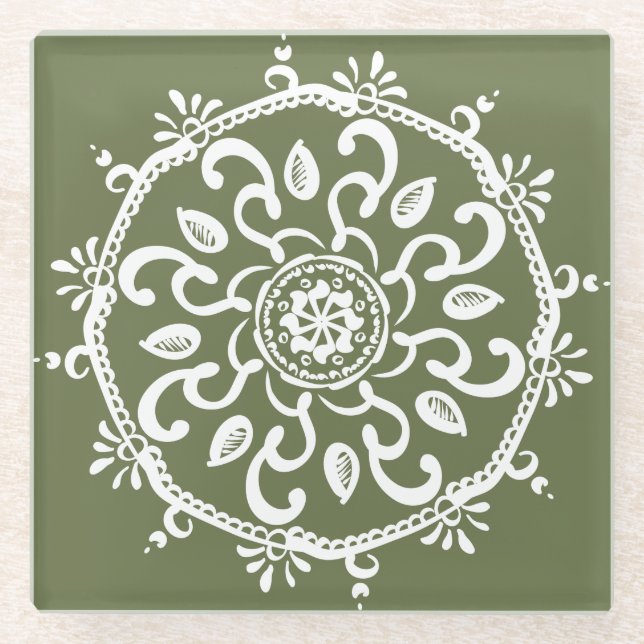 Posavasos De Vidrio Moss Mandala (Anverso)