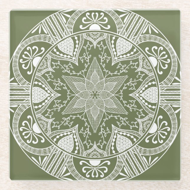 Posavasos De Vidrio Moss Mandala (Anverso)